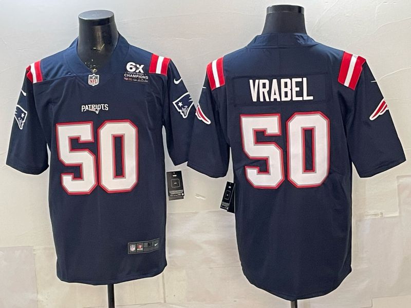 Men 2026 New England Patriots #50 Vrabel Blue Nike Limited NFL Jersey 03
